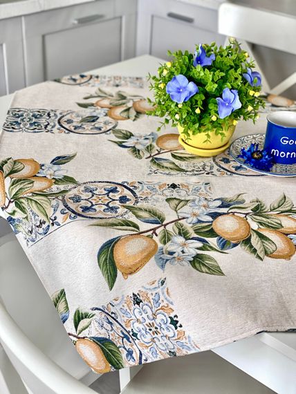 Скатертина гобеленова ALLOVER34395 Limaso, 97х100, Квадратна, Лимони, З мікрофіброю, 74% поліестер, 23% бавовна, 3% акрил, Гобелен | Зображення 3