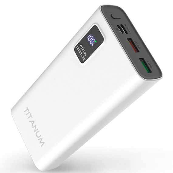 Повербанк зі швидкою зарядкою TITANUM TPB-727S-W 20000mAh 22.5W Li-Pol Type-C White