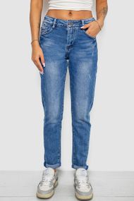 Джинси жіночі однотонні Straight fit, колір синій, 244RQ6169