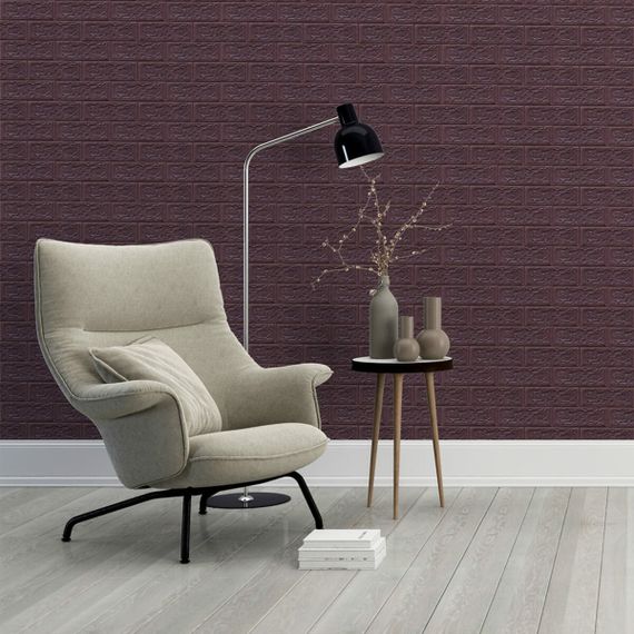 3D панель самоклеюча цегла баклажан-кава 700х770х5мм (018-5) SW-00000085 | Зображення 4