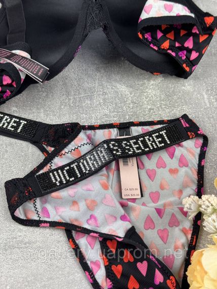 Жіночий комплект Victoria's Secret, комплект зі стразами та мереживом, жіночий комплект Вікторія Сікрет — Нованка 2026 75С, Чорний | Зображення 2