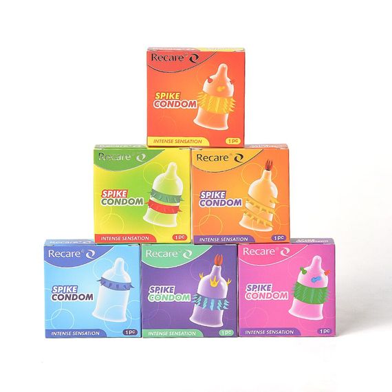 Насадка на член Recare Spike Condom Pink (презерватив з кульками та рядами шипів) | Зображення 7
