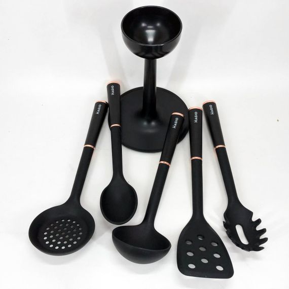 Силиконовые кухонные принадлежности MAGIO MG-1140, Набор поварешек на подставке, ZR-458 Набор поварской | Зображення 2