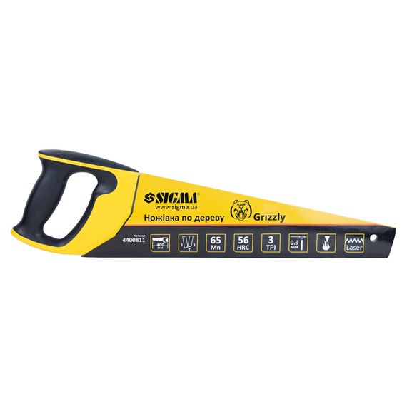 Ножівка по дереву Sigma 400 мм 3TPI Grizzly (4400811) | Зображення 1