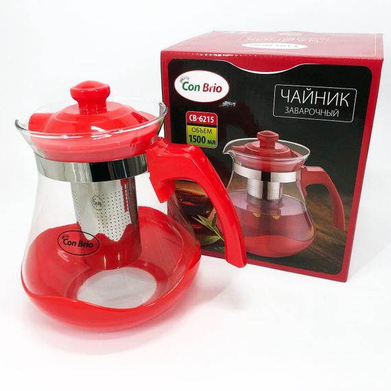 Чайник для заварювання Con Brio Green CB-6215 1,5 л, Чайник для заварювання якісний на кухню. Колір: червоний | Зображення 6