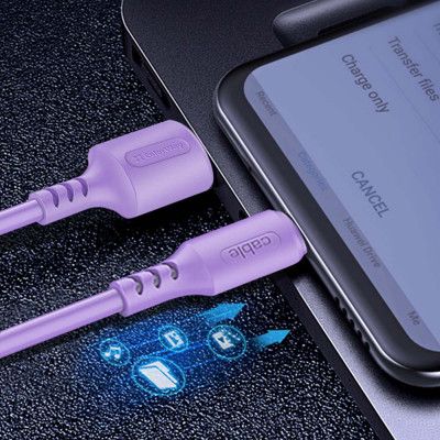 Дата кабель USB 2.0 AM to Micro 5P 1.0m soft silicone violet ColorWay (CW-CBUM044-PU) | Зображення 5