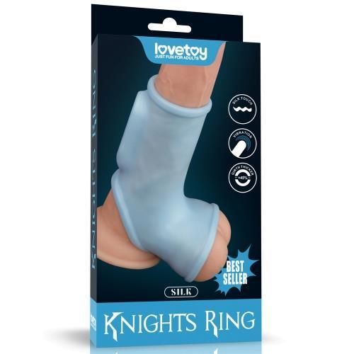 Насадка на член - Vibrating Silk Knights Ring With Scrotum Sleeve Blue sexstyle