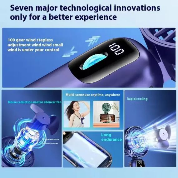 Портативный мини вентилятор Mini fan AND892 с подставкой для телефона и дисплеем | Зображення 2
