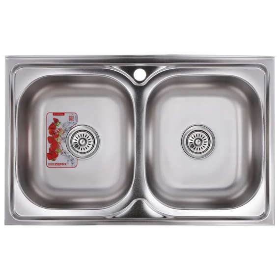 Мійка кухонна ZERIX Z8050D-08-180E (satin) (ZM0569)