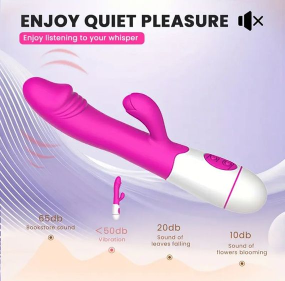 Багатофункціональний вібратор-кролик, стимулятор точки G і клітора, з проникненням і масажем. Рожевий | Зображення 5