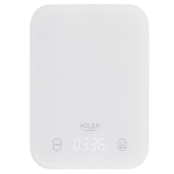 Ваги кухонні електронні Adler AD 3181 білі до 10 кг зі скляною платформою