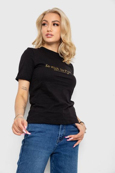 Футболка жіноча з принтом, колір чорний, 238R57399 | Зображення 2