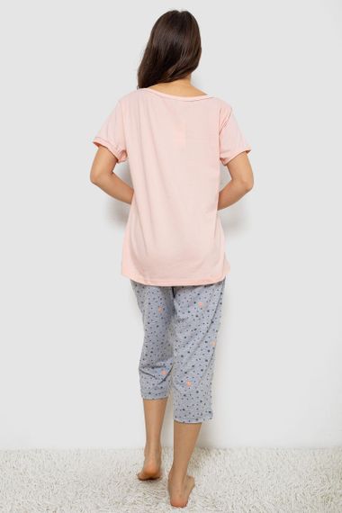 Пижама женская с принтом  -уценка, цвет персиковый, 243R1602-008-U-11 | Зображення 3