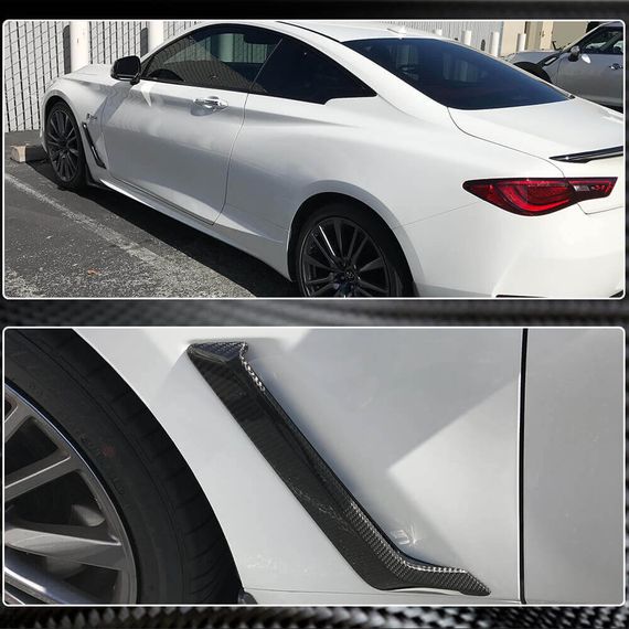 Накладки на передні крила (для Q60 2016-2022, Карбон) для Infiniti Q50/Q60 рр | Зображення 3