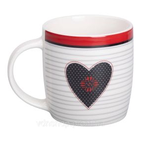 Чашка порцелянова 400 (мл) для чаю та кави з серцем Lugi RX-N240147WB