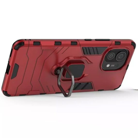 Ударопрочный чехол Transformer Ring for Magnet для Xiaomi Mi 11 TPU+PC, Кольцо-держатель, Красный / Dante Red | Зображення 3