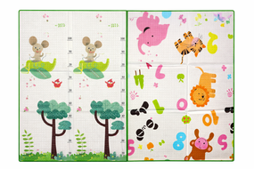 Детский развивающий двусторонний термо коврик 180*200 в сумке Зверята/Цифры