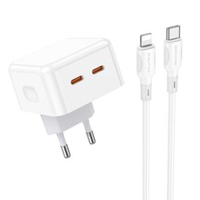 Зарядка для телефона. Мережевий зарядний пристрій Borofone BA76A Source PD/QC 35 W Type-C to Lightning