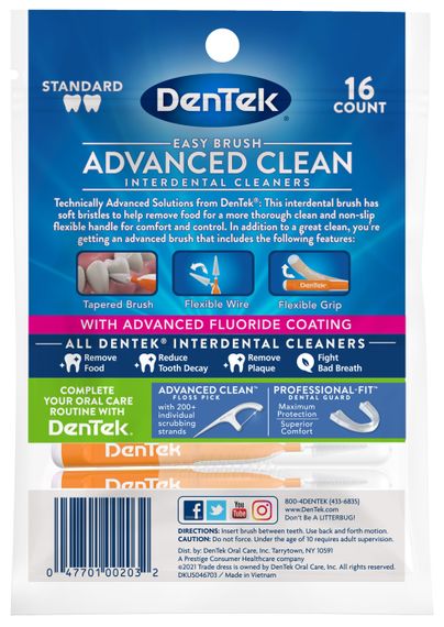 Міжзубні щітки DenTek Easy Brush Interdental Cleaners для стандартних проміжків 2.2-3.8 мм, 16 шт. | Зображення 1