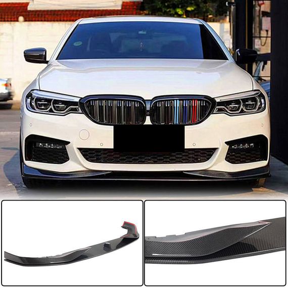 Накладка на передній бампер Lip V1 (для M-Sport 2017-2020, Карбон) для BMW 5 серія G30/31 рр