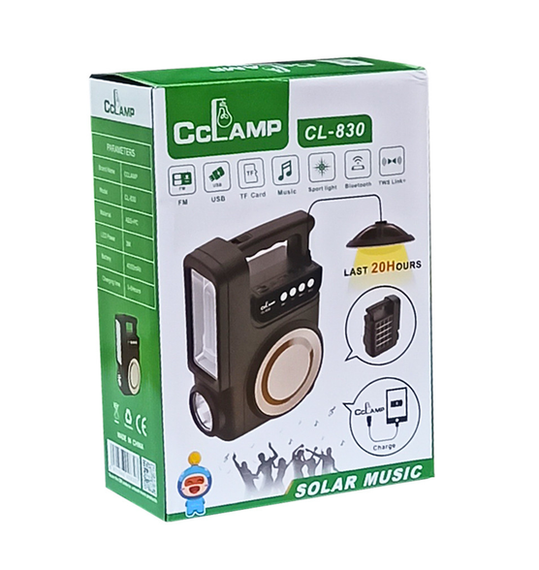 Зарядна станція CcLamp CL-830 із сонячною панеллю і Bluetooth колонкою 9118, чорна | Зображення 4