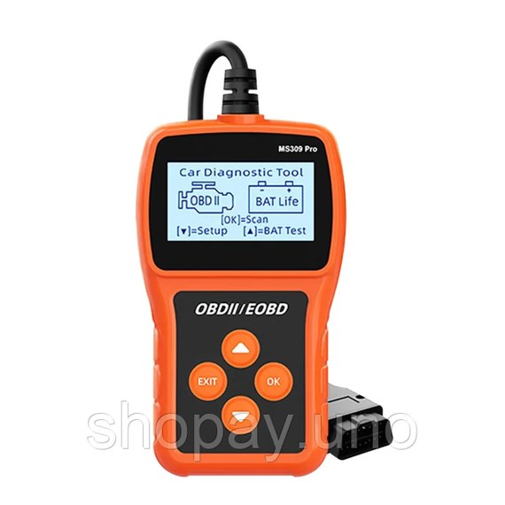 Сканер OBD2, диагностический инструмент, считыватель кодов неисправностей, тестер аккумулятора  MS309PRO | Зображення 1