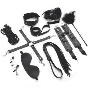 Набір BDSM Art of Sex – Set Leather, 10 предметів, чорний, натуральна шкіра Sex Aura