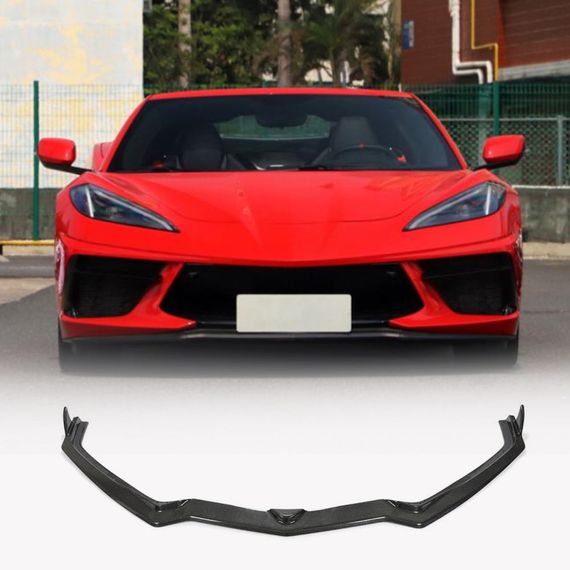 Накладка на передній бампер Lip (Карбон) для Chevrolet Corvette C8 2019- рр