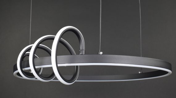 Люстра світлодіодна підвісна LED світильник для квартири на стелю лед 27232 Чорний 20-170х85х85 см. | Зображення 6