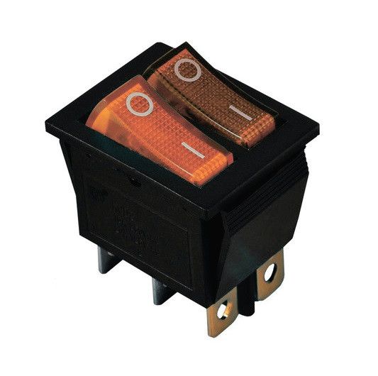 Перемикач KCD2-2101N Y+Y/B 220V 2 клавіші жовті з підсвічуванням Ny95500813