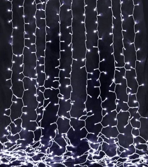 Новогодние гирлянды. Гирлянда водопад 320-400L 3x3м (10х32Ламп) Белая (7150)