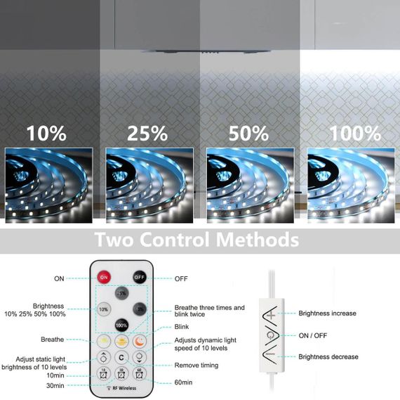 Комплект світлодіодних стрічок Enteenly 3 м — підсвічування для шаф, меблів і кімнат із пультом керування та регулюванням яскравос | Зображення 2