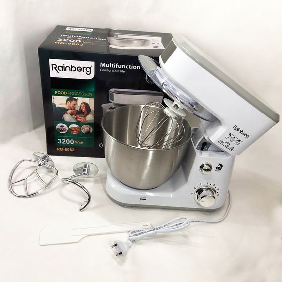 Кухонний комбайн Rainberg RB-8082 3200 Вт, Планетарний міксер-тестоміс з чашею 5л, 3 насадки, 6 швидкостей | Зображення 5