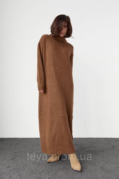В'язане плаття oversize з високим горловиним кольором коричневий розмір S FL_000905 | Зображення 6