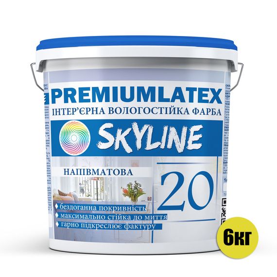 Фарба вологостійка напівматова Premiumlatex 20 Skyline 6 кг | Зображення 1
