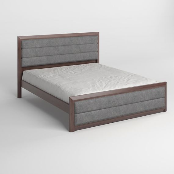 Двоспальне дерев'яне ліжко Mebigrand Барселона Б5 Горіх темний/Аляска 93 (Сірий) 160х190 см (MBG-14168) | Зображення 1