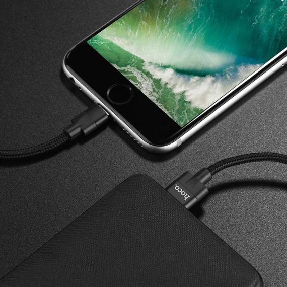 Кабель HOCO U55 USB to iP 2.4A, 1.2m, nylon. zinc connectors, Black | Зображення 2