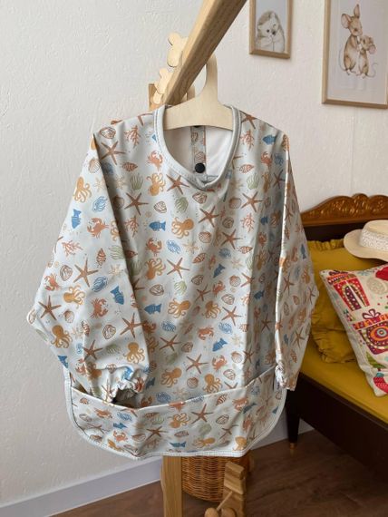 Нагрудник дитячий з рукавами для годування та творчості Морські жителі | Зображення 2