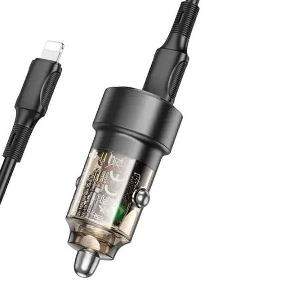 Автомобильное зарядное устройство BOROFONE BZ20 Smart 38W dual port PD20W+QC3.0 car charger set(C to iP)