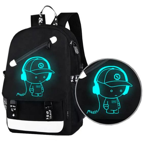 Молодежный рюкзак с USB, (46х30х15), светящийся в темноте / Светоотражающий школьный рюкзак на 5-11 класс | Зображення 5