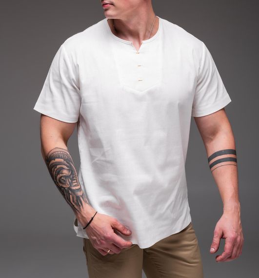 Мужская легкая льняная футболка RA2256 размер XL, цвет белый | Зображення 4