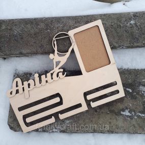 Медальниця з фоторамкою  Дерев'яний тримач для медалей  Органайзер для нагород Гімнастика