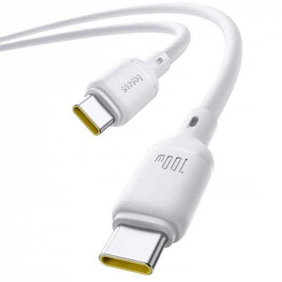 Дата кабель Baseus Silky Series OS Fast Charging Type-C to Type-C 100W (2m) (P10377704) Moon White | Зображення 3