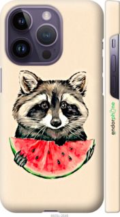 Чохол на iPhone 14 Pro Єнотик з кавуном "4605m-2646-2448"