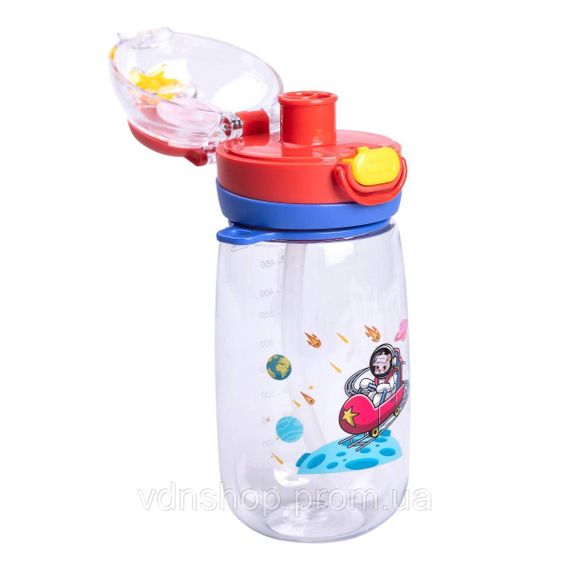 Бутылка для воды детская 550 мл с ремешком и трубочкой для спорта и школы HP-14-45R | Зображення 2
