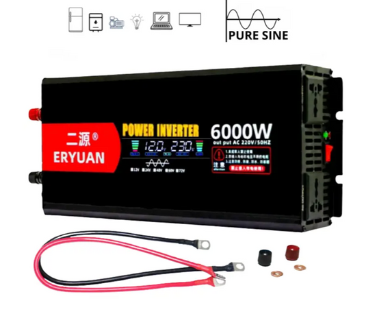 Перетворювач напруги Eryone 12V → 220V 6000W чиста синусоїда з LCD ∙ Інвертор Eryuan 6000W для дому авто та офісу | Зображення 1