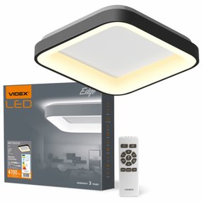LED Світильник накладний 72W 2700-6000К 4700Lm 220V квадратний чорний VLE-ESC-72B Videx