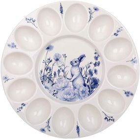 Блюдо порцелянове "Blue Bunny" Ø27см для 12ти яєць і паски (великоднє блюдо)