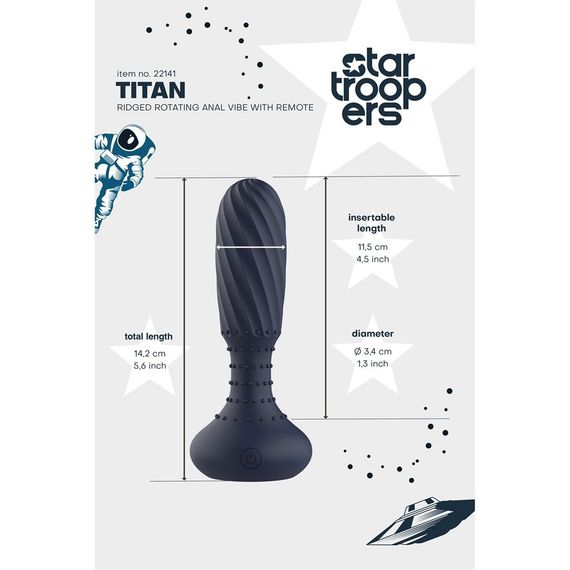 Анальный вибратор с пультом Dream Toys Startroopers Titan с вращающимися шариками, синий Sex Aura | Зображення 9