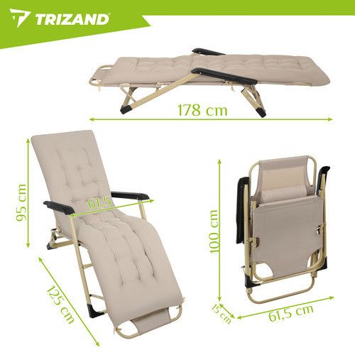 Складаний садовий шезлонг 60x177x30 см Trizand 27553 | Зображення 1